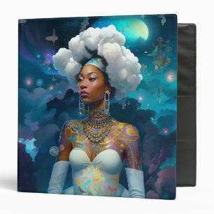 Lady In Surreal World Cosmic African American Art Binder