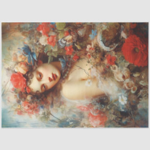Lady in the flowers  tissue paper