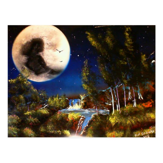Lady in the Moon Postcard