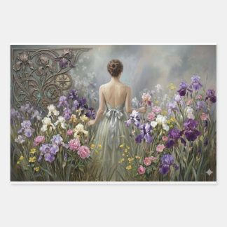 Lady in the purple meadow Decoupage  Wrapping Paper Sheet