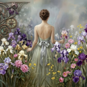 Lady in the purple meadow Decoupage  Wrapping Paper Sheet