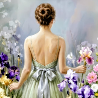 Lady in the purple meadow Decoupage Wrapping Paper Sheet