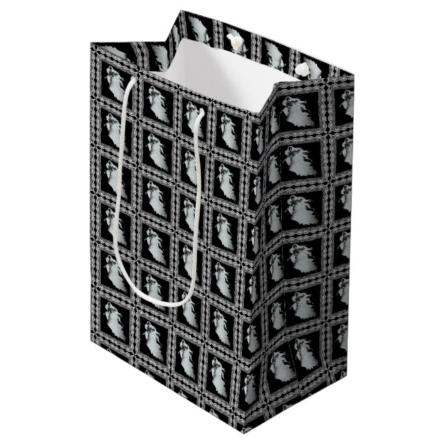 Lady In White Ghost Halloween Medium Gift Bag (Front Angled)