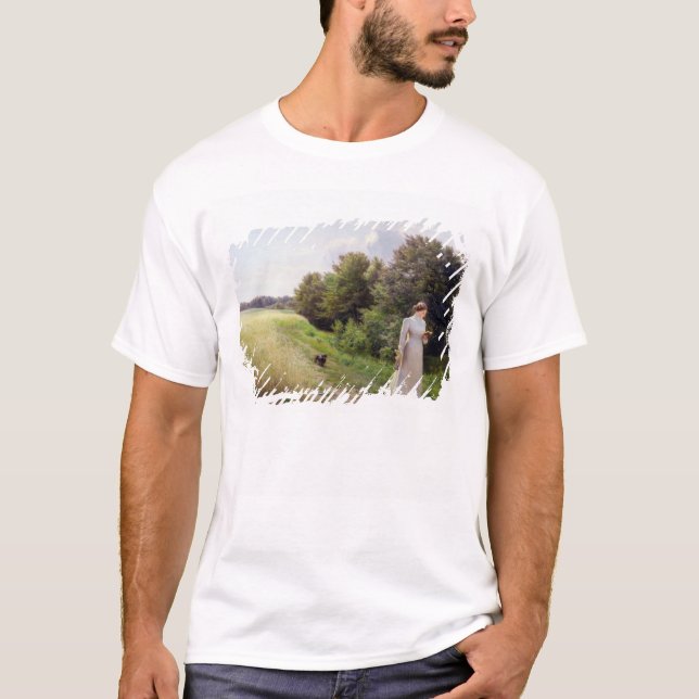 Lady in White Reading T-Shirt (Front)