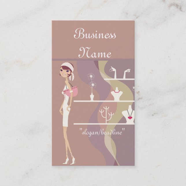 Lady Jewellery Shopping Design 2 Business Cards (Front)