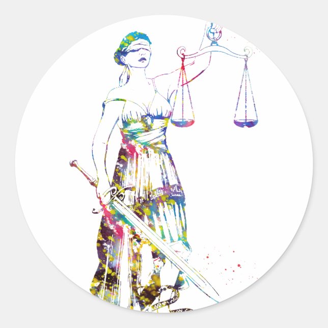 Lady Justice Classic Round Sticker (Front)