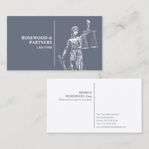 Lady Justice Illustration on Slate Grey Business Card