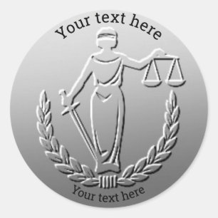 Lady Justice Law Customizable Coin Design #silv10 Classic Round Sticker