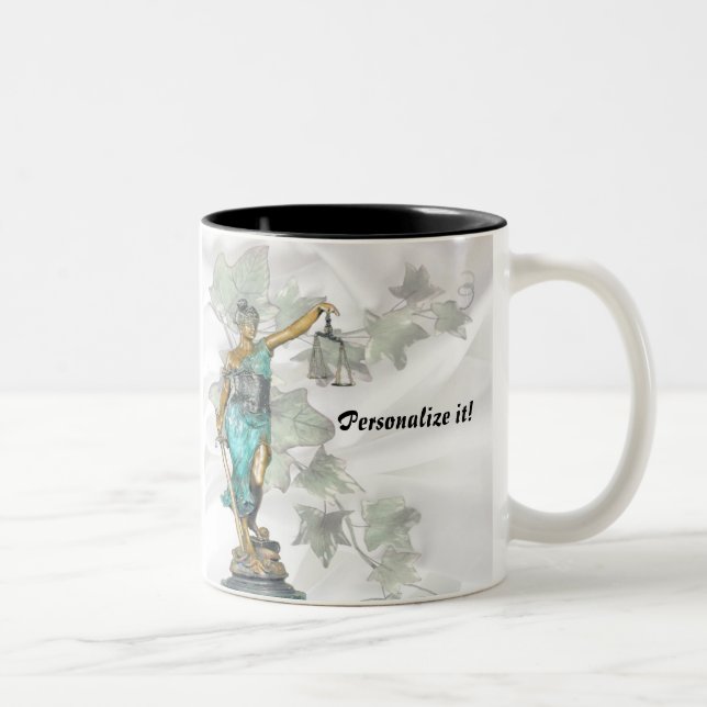 Lady Justice on Satin & Ivy-PERSONALIZE IT! Two-Tone Coffee Mug (Right)
