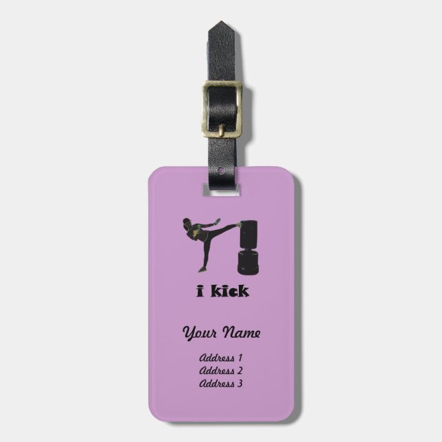 Lady Kickboxer / i kick Luggage Tag (Front Vertical)