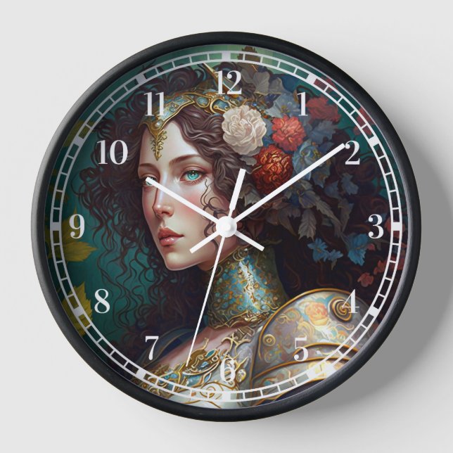 Lady Knight Warrior Armour Fantasy Art Clock (Front)
