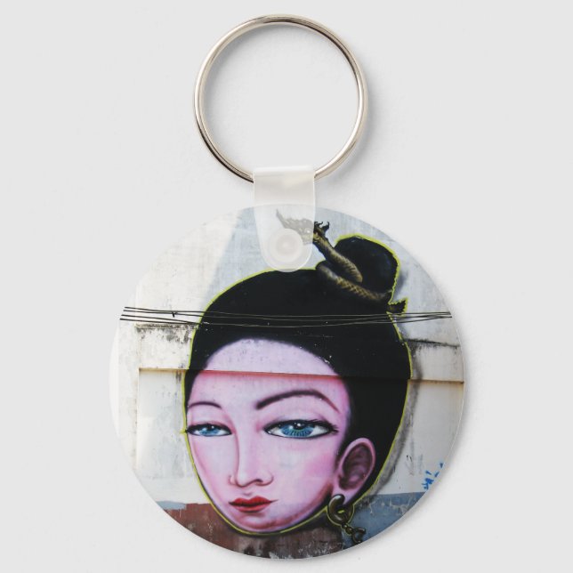 Lady Lao Graffiti Street Art Keychain (Front)