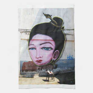 Lady Lao Graffiti Street Art Kitchen Towel