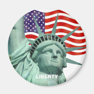 Lady Liberty & American Flag Magnet