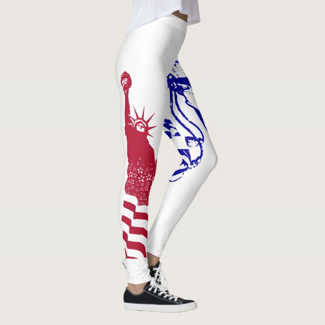 Lady Liberty American Flag Red White Blue Leggings (Right)