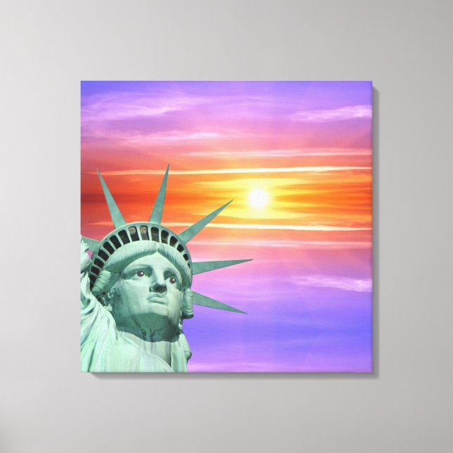 Lady Liberty and Sunrise Canvas Print (Front)