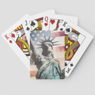 Lady Liberty and the American Flag Playing Cards