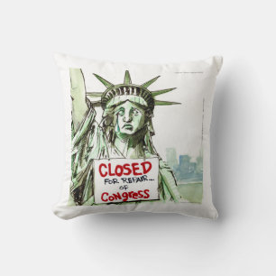 Lady Liberty Closed Sad/Funny Throw Pillow
