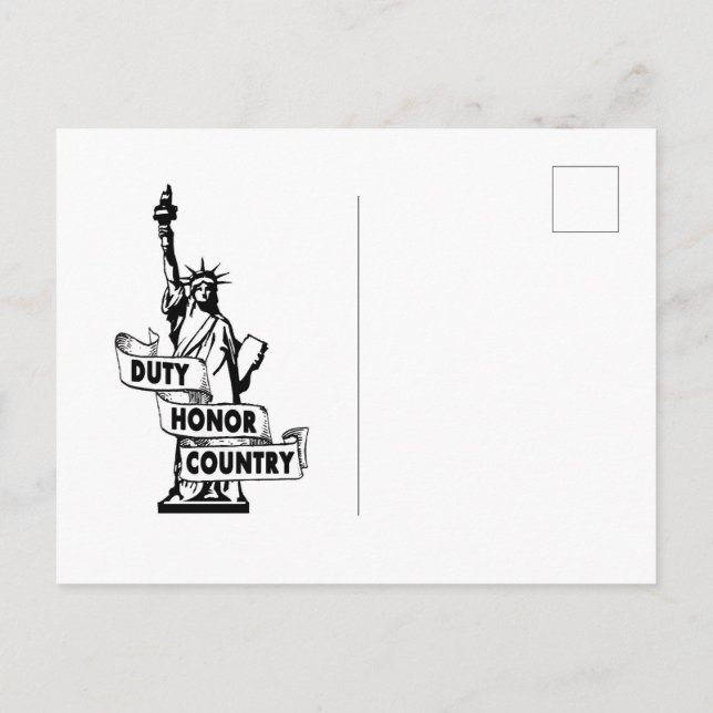 Lady Liberty - Duty Honour Country Postcard (Back)