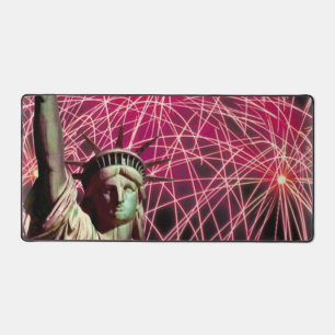Lady Liberty Fireworks Background Celebration July Desk Mat