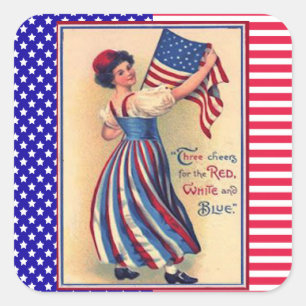 Lady Liberty Fourth of July Patriotic Flag Square Sticker