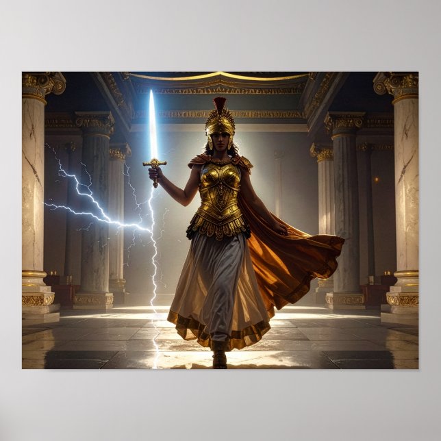 Lady Liberty Goddess Athena Warrior USA Democracy Poster (Front)