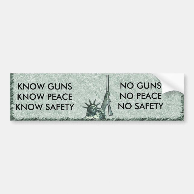 LADY LIBERTY GUN WISDOM NO GUNS? NO SAFETY! BUMPER STICKER (Front)