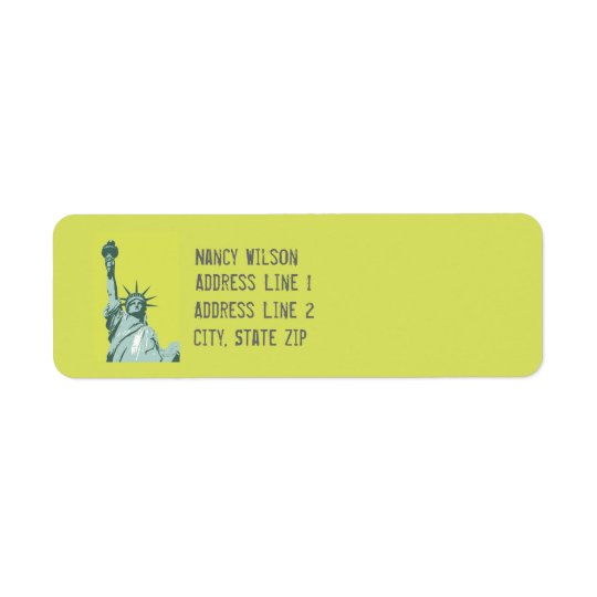 Lady Liberty Lime Green Return Address Label