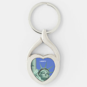 Lady Liberty on Sky Blue Keychain