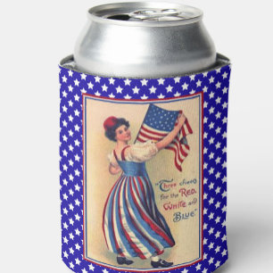Lady Liberty Patriotic Flag Stars and Stripes Can Cooler
