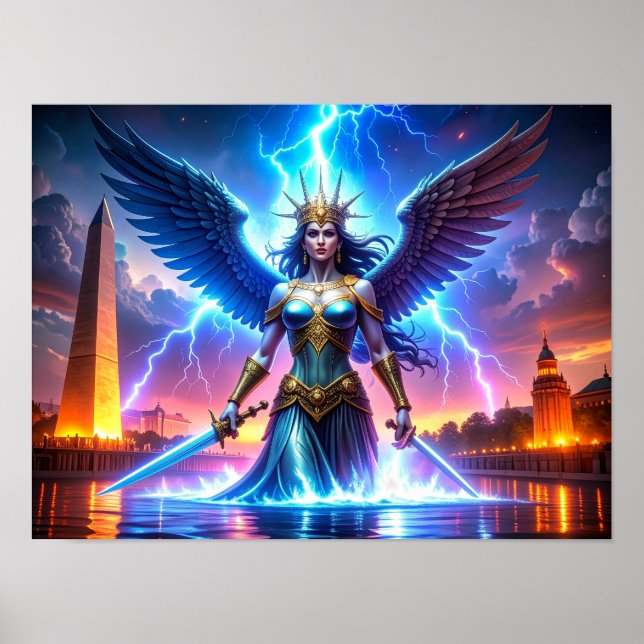 Lady Liberty Pro-Democracy USA Worth Saving Art Poster (Front)