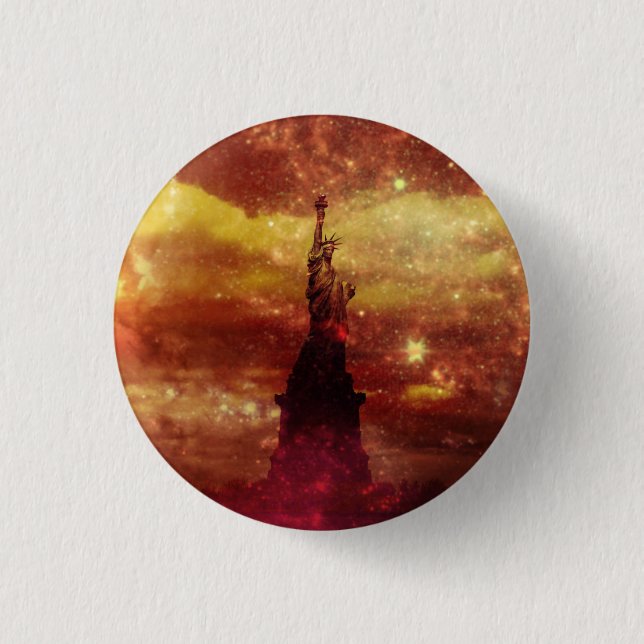 Lady Liberty red and yellow stars 1 Inch Round Button (Front)