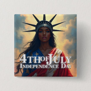 Lady Liberty Reimagined – A New Face of Freedom 2 Inch Square Button