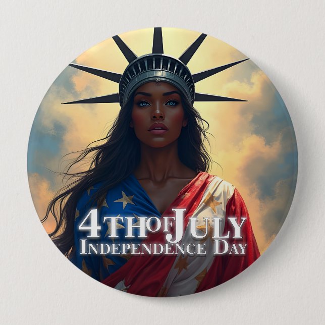 Lady Liberty Reimagined – A New Face of Freedom 4 Inch Round Button (Front)