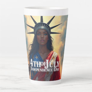 Lady Liberty Reimagined – A New Face of Freedom Latte Mug