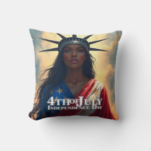 Lady Liberty Reimagined – A New Face of Freedom Throw Pillow