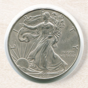 Lady Liberty Silver Dollar Coaster