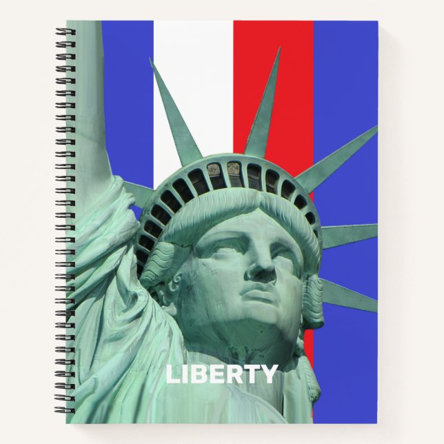 Lady Liberty sur Blue Red White Stripes Carnet (Devant)