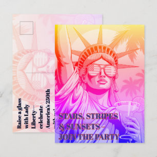 Lady Liberty Toasts the 250th—Party Invite Postcard