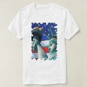 Lady Liberty USA Flag Background Statue of Liberty T-Shirt