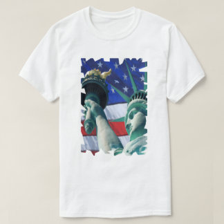 Lady Liberty USA Flag Background Statue of Liberty T-Shirt