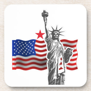 Lady Liberty With American Flag   Coaster