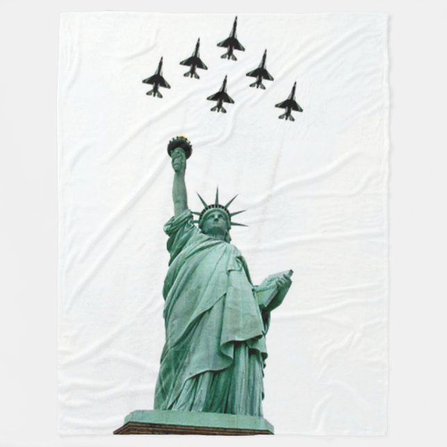 LADY LIBERTY with JETS Fleece Blanket (Front)
