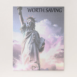 Lady Liberty Worth Saving Democracy Political Jigsaw Puzzle