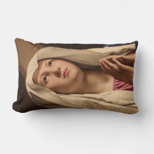 Lady Madonna Praying (Virgin Mary) (Christian Art) Lumbar Pillow