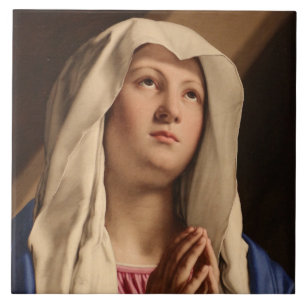 Lady Madonna Praying (Virgin Mary) (Christian Art) Tile