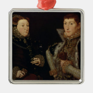 Lady Mary Nevill and her son Gregory Fiennes Metal Ornament