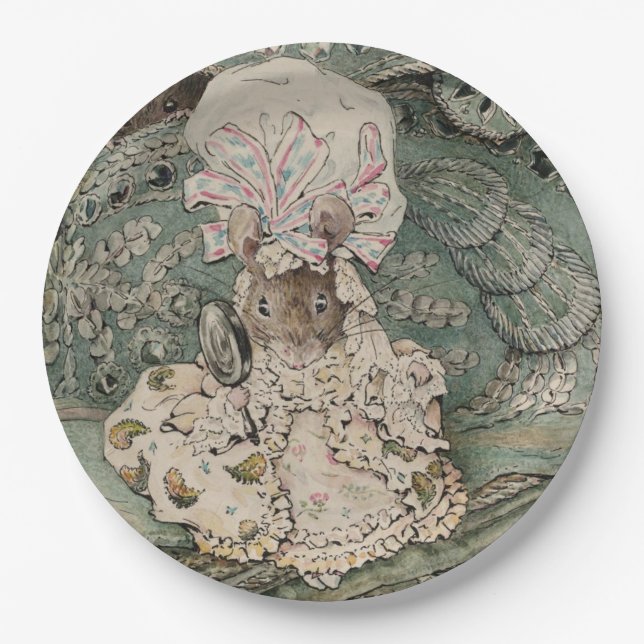 Lady Mouse in a Mob Cap (by Beatrix Potter) Paper Plate (Front)