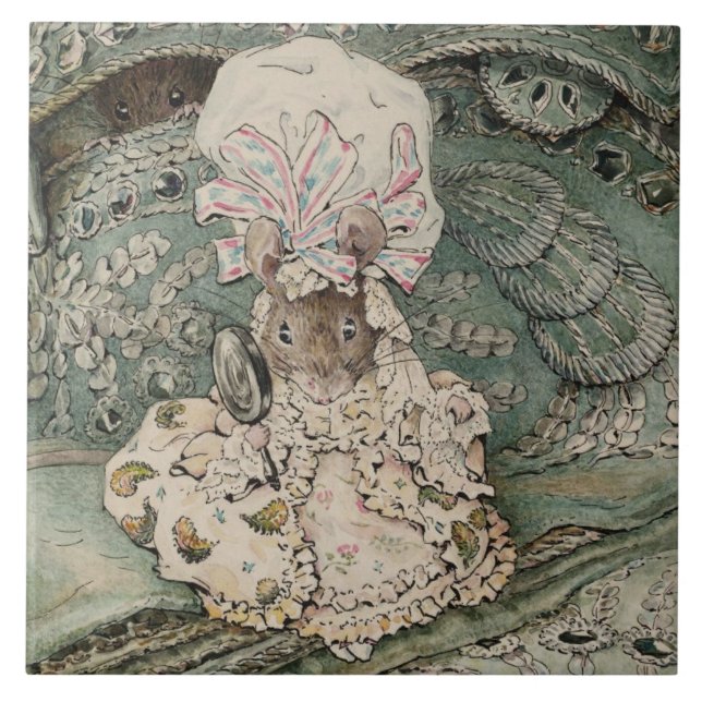 Lady Mouse in a Mob Cap (by Beatrix Potter) Tile (Front)