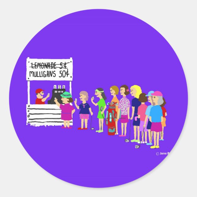 Lady Mulligan Golf Cartoon Stickers (Front)